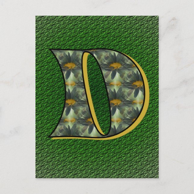 Carte Postale Monogramme Initial D Fleurs D'art (Devant)