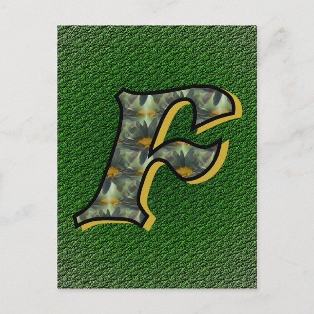 Carte Postale Monogramme Initial F Art Floral de Marguerites (Devant)