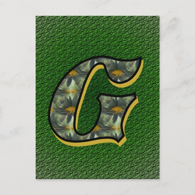 Carte Postale Monogramme Initial G Fleurs Artistiques Marguerite (Devant)
