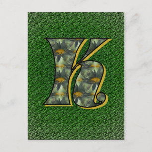 Carte Postale Monogramme Initial K Art Floral de Marguerites