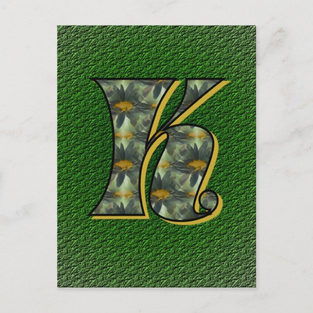 Carte Postale Monogramme Initial K Art Floral de Marguerites (Devant)