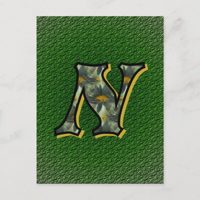 Carte Postale Monogramme Initial N Art floral marguerites (Devant)