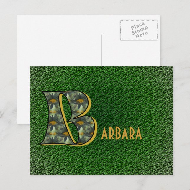 Carte Postale Monogramme Initiale B Fleurs d'Art Personnalisé (Devant / Derrière)