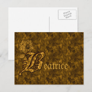 Carte Postale Monogramme Initiale B Or Paonée Personnalisé