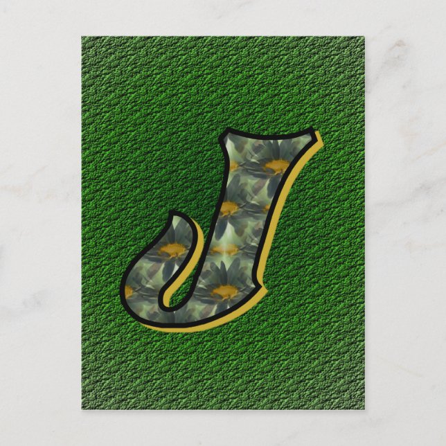 Carte Postale Monogramme Initiale J Fleurs de Marguerites Art (Devant)