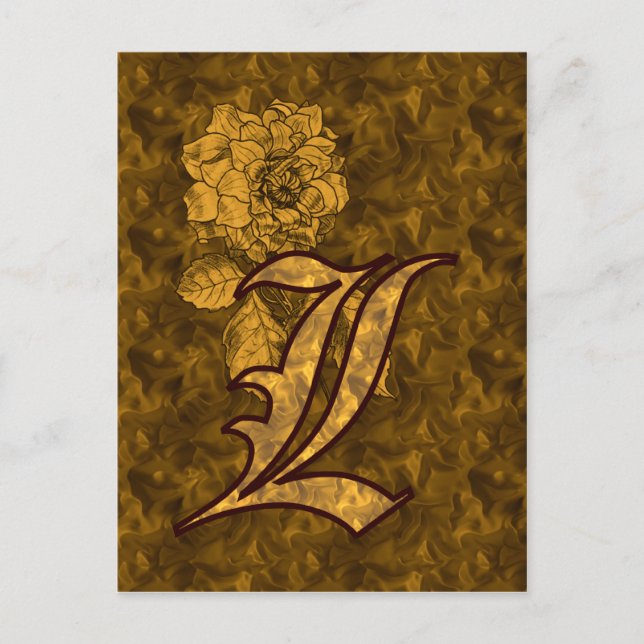 Carte Postale Monogramme Initiale L Élégante Fleur de Pivoine en (Devant)