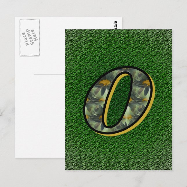 Carte Postale Monogramme Initiale O Marguerites Art Floral (Devant / Derrière)