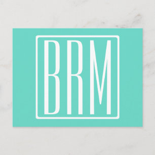 Carte Postale Monogramme Initiales 3 Modernes Gras   Blanc Sur A