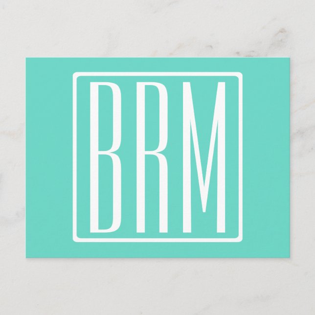 Carte Postale Monogramme Initiales 3 Modernes Gras | Blanc Sur A (Devant)