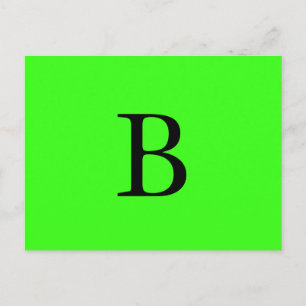 Carte Postale Monogramme Initiales Neon Vert brillant Cool coule
