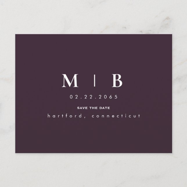 Carte Postale Monogramme Mariage de vin Enregistrer la date Fair (Devant)