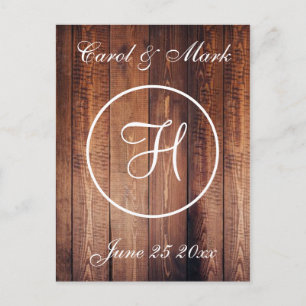 Carte Postale Monogramme Mariage Rustique
