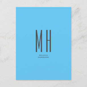 Carte Postale Monogramme moderne Professionnel Plat Ciel Simple
