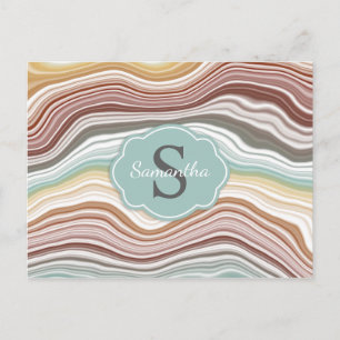 Carte Postale Monogramme Motif en pierre arc-en-ciel