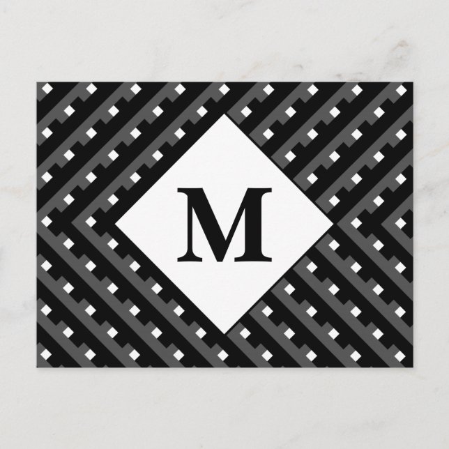 Carte Postale Monogramme motif noir et blanc (Devant)