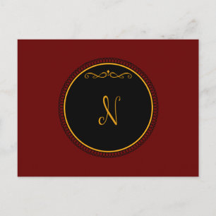 Carte Postale Monogramme 'N' or sur noir