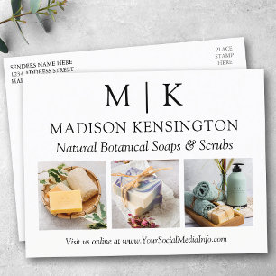 Carte Postale Monogramme ou ajouter un logo Business 3 Photos