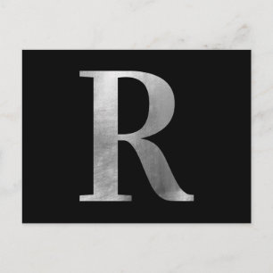 Carte Postale Monogramme R en feuille d'argent classique sur fon