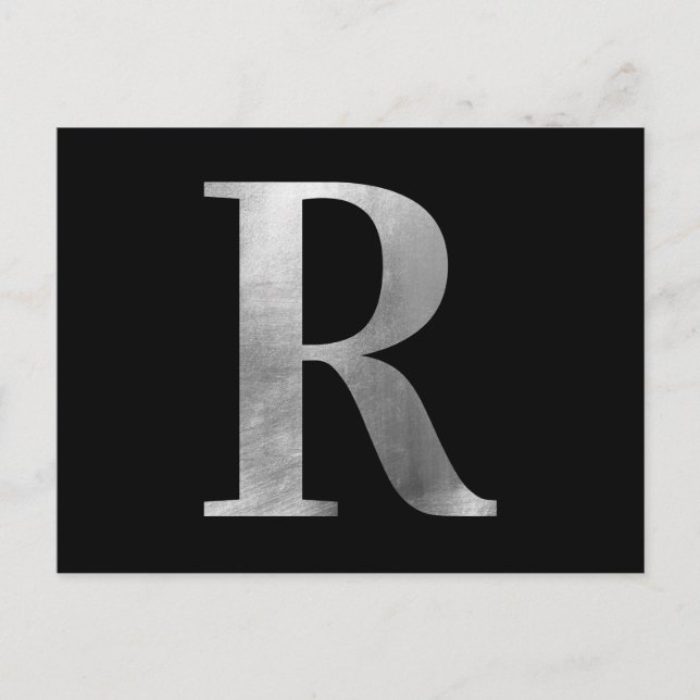 Carte Postale Monogramme R en feuille d'argent classique sur fon (Devant)