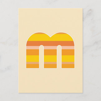 Carte Postale Monogramme rayé jaune - Lettre M