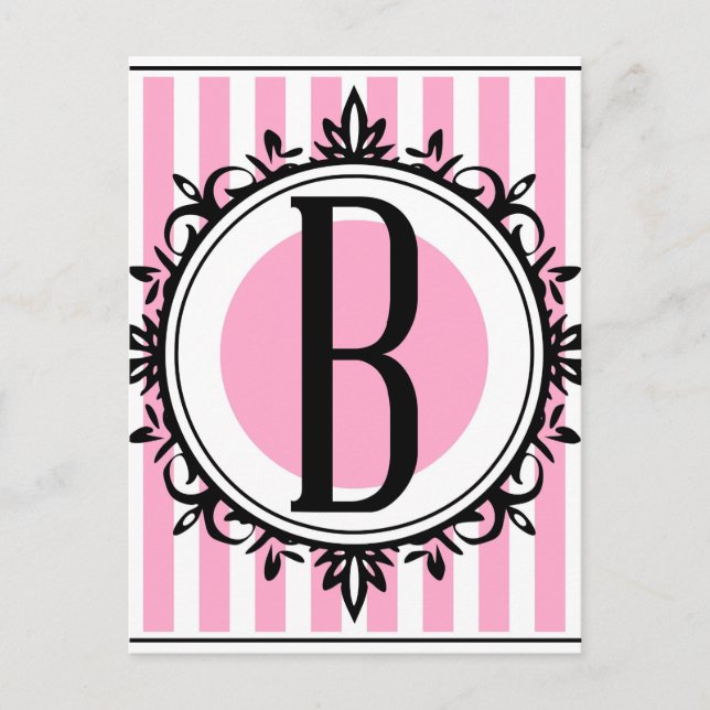 Carte Postale monogramme rose 'B' (Devant)