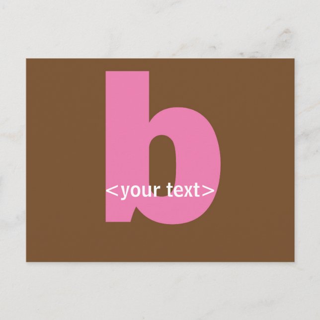 Carte Postale Monogramme rose et Brown - Lettre B (Devant)
