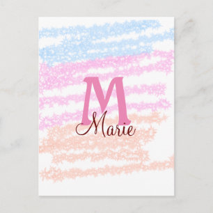 Carte Postale Monogramme simple couleur paillettes scintillement