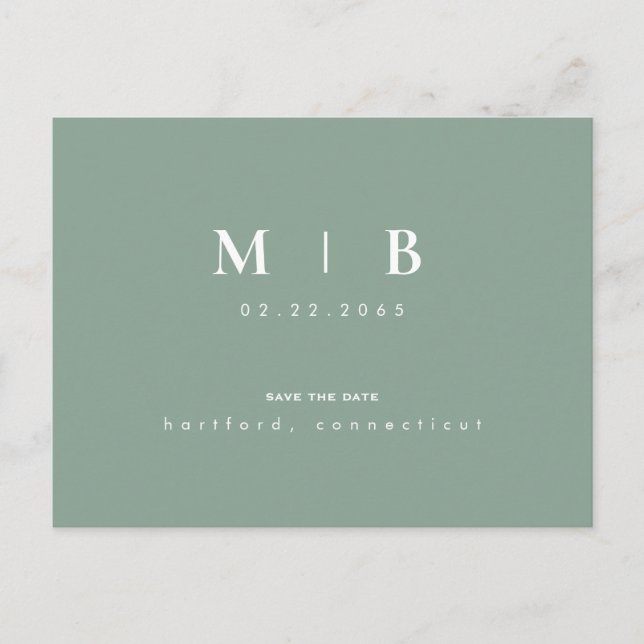 Carte Postale Monogramme simple d'âge clair Mariage Enregistrer  (Devant)