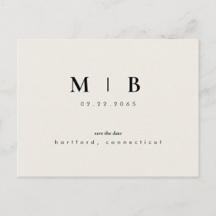 Carte Postale Monogramme simple et élégant Beige Enregistrer le