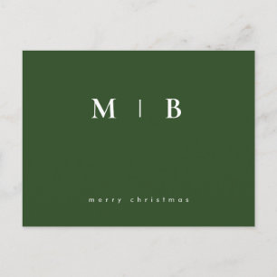 Carte Postale Monogramme simple et élégant Noël vert