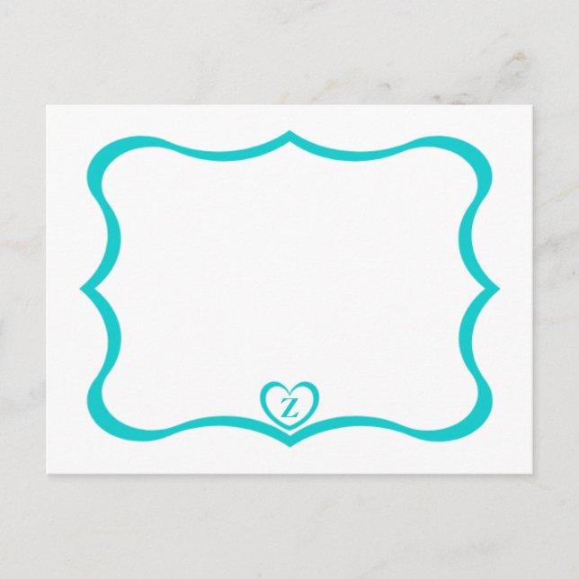 Carte Postale Monogramme Simple Et Élégante #Turqu (Devant)