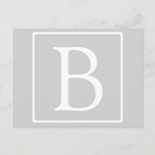 Carte Postale Monogramme simple gris clair (Devant)