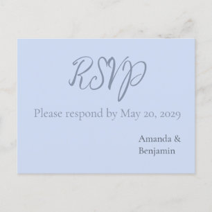 Carte Postale Monogramme simple minimaliste Beau Blue Wedding RS