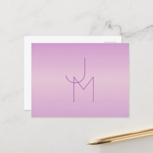 Carte Postale Monogramme superposé unique Rose lilas doux