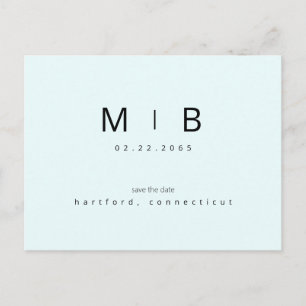 Carte Postale Monogramme tropical bleu glace Mariage Enregistrer