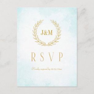 Carte Postale Monogramme Turquoise Mariage Choix de repas RSVP