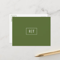 Monogramme vert olive foncé moderne