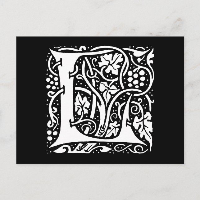 Carte Postale Monogramme vintage L Art Nouveau (Devant)