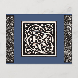 Carte Postale Monogramme Vintage R Art Nouveau