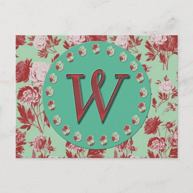 Carte Postale Monogramme vintage W (Devant)