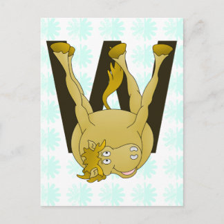 Carte Postale Monogramme W Funny Pony Personnalisé