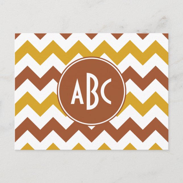 Carte Postale Monogramme Zigzag Sienne et Bâton-d'or (Devant)
