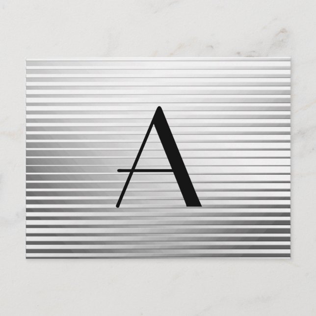Carte Postale Monogrammes Art Déco Satin Argent (Devant)
