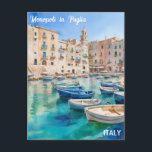 Carte Postale Monopoli d'aquarelle sur la côte des Pouilles d'It<br><div class="desc">En aquarelle art : en Italie belle vue sur le port de Monopli,  belle ville sur la côte des Pouilles Bellissima Italia Shop ©️</div>