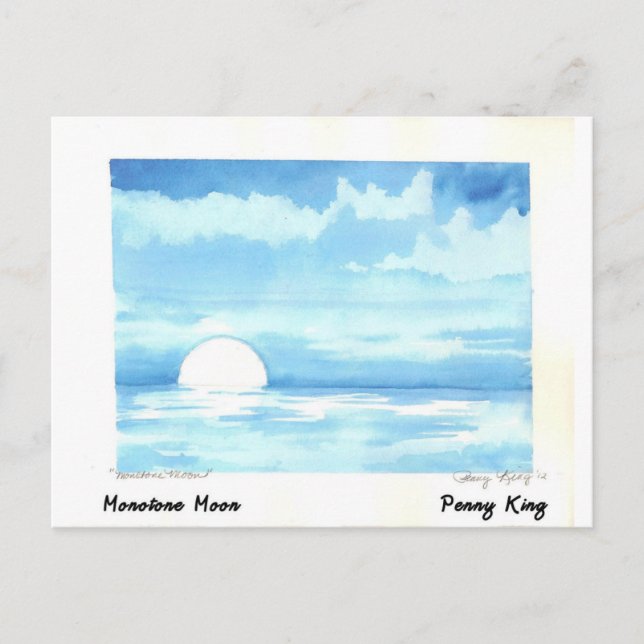 Carte Postale Monotone Moon peinture originale aquarelle (Devant)
