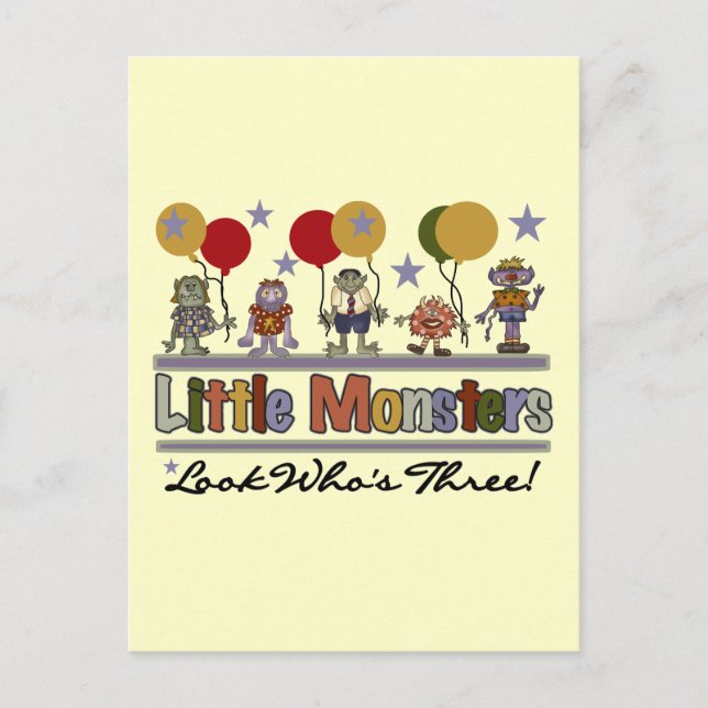 Carte Postale Monster 3ème anniversaire Tshirts et cadeaux (Devant)