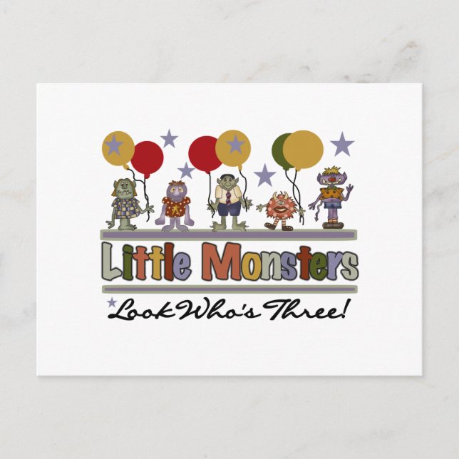 Carte Postale Monster 3ème anniversaire Tshirts et cadeaux (Devant)