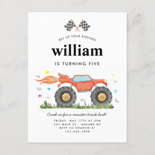 Carte Postale Monster Truck Bash Voiture Drapeaux de course Anni