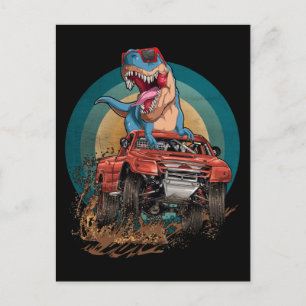 Carte Postale Monster Truck Trex Course de Terre Dinosaure