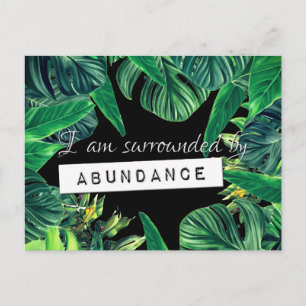 Carte Postale Monstera Affirmation d'Abondance Loi d'Attraction